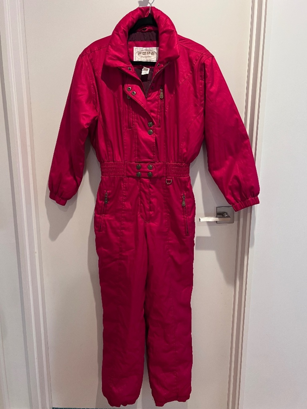 Vintage Fera International Women's One Piece Ski Suit 8 Petite Red 1980s Apres S